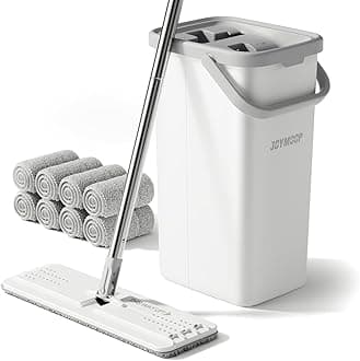 JOYMOOP Mop and Bucket Set, Dust Mops for Floor Cleaning, Wall Mop with 8 Microfiber Mop Head Replacement
