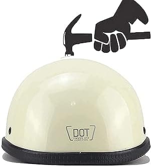 Beanie Motorcycle Half Helmet DOT Certification Ultra-Thin Comfortable Adult Skull Cap Retro Open-Face Motorbike Helmet, Lightweight Cool German Style Helmet, Half Helmet Motorcycle Men