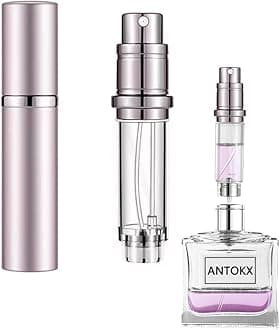Travel Perfume Bottle Refillable Atomizer - 5ML Perfume Atomiser, Pocket Perfume Dispenser, Scent Pump Case, Leakproof Portable Perfume Sprayer for Women and Men (Pink)