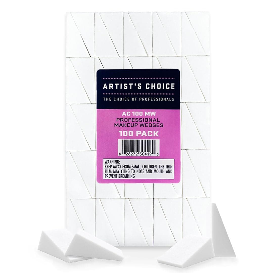 100 Pack Makeup Sponge Mini Applicator Wedges, Triangle Cosmetic Sponges for Foundation, Blush, Eye Shadow, Blending and Smoothing, Disposable, Latex Free