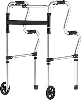 Walkers for Seniors, Folding Walker, Narrow Walkers for Small Spaces, Standard Walker Height Adjustable, Front Wheeled Rolling Walker, Upright Mobility Aid for Seniors and Handicap, Up to 300 Pounds