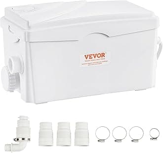 VEVOR 350W Utility Sink Pump, 6000 L/h Flow, 23 ft/7 m Head, Macerator Sewerage Sump Pump with 3 Water Inlets for Basement, Kitchen, Sink, Shower, Bathtub, Laundry Waste Water Disposal Upflush Machine