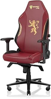 Titan Evo House Lannister Gaming Chair - Reclining - Ergonomic & Comfortable Computer Chair with 4D Armrests - Magnetic Head Pillow & Lumbar Support - Small - Red/Gold - Leatherette