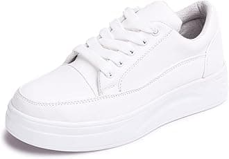 Vendoz Women White Stylish Casual Sneakers, White, 38 EU