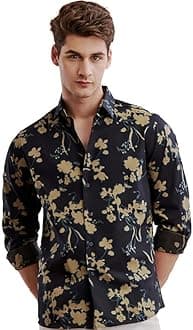 U-TURN Men's Cotton Casual/Semi Formal Slim Fit Printed Shirt for Men Stylish Latest