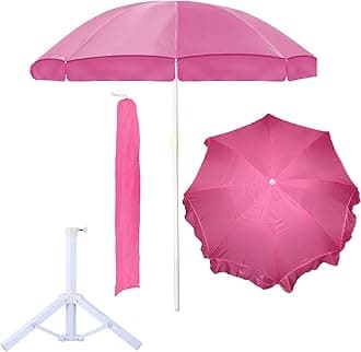 OUTO Outdoor Garden Umbrella with Stand Holder Big Size Waterproof Heavy Duty Cloth Balcony Shedding Cantilever Patio Canopy for Rain & Sunshade Protection (6ft Height/36in Rib Arm Length,Pink)
