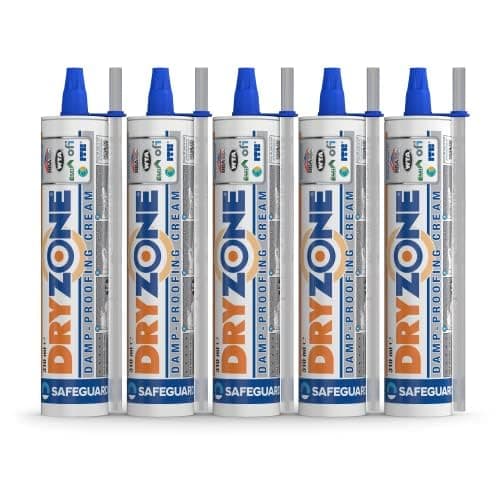 Dryzone Damp Proofing Cream (DPC) - 310ml x 5 - High-Strength Injection Cream for Rising Damp Treatment - Anti Rising Damp