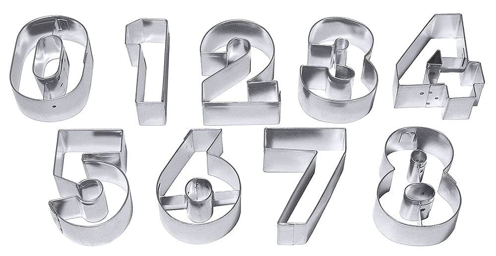 Cutters NUMBERS large, 9cookie cutterfor all digits tinplate