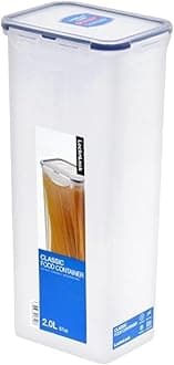 LocknLock Airtight Rectangular Tall Food Storage Container Pasta Box, Clear, 2L
