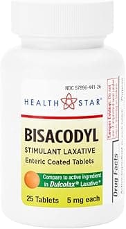 Bisacodyl 5 mg Laxative Coated Tablet | Stimulant Laxative | Gentle Overnight Constipation Relief 25 Count (Pack of 1)
