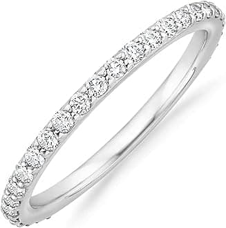 PAVOI 14K Gold Plated Sterling Silver Cubic Zirconia Diamond Stackable Eternity Bands for Women