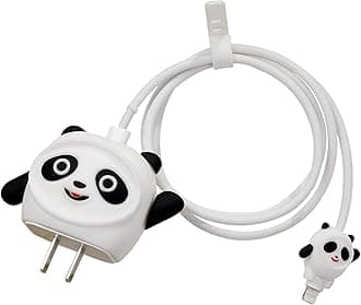 Soomio for Samsung Galaxy 25W USB Type-C Fast Charger Silicone Case Cover with Cartoon Character, 360 Degree Complete Protection (Panda White)