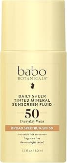 Daily Sheer Fluid Tinted Mineral Sunscreen Lotion SPF 50 With Non-Nano Zinc Oxide - Golden-Hued Tint, For Sensitive Skin - Fragrance Free & Ultra-Lightweight - 1.7 Fl. Oz.