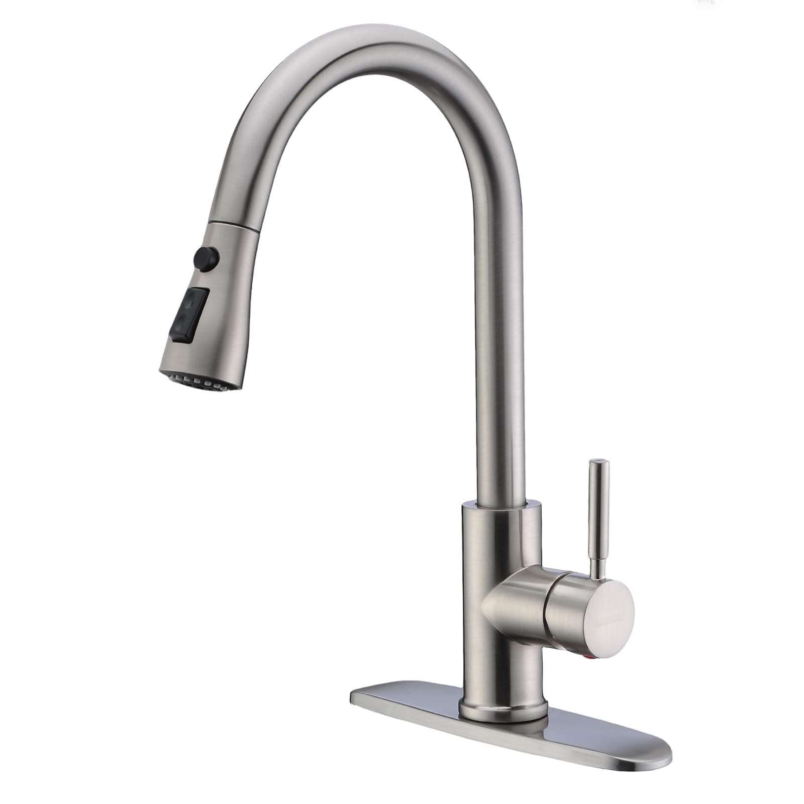 WEWE Single Handle High Arc Brushed Nickel Pull Out Kitchen Faucet,Single Level Stainless Steel Kitchen Sink Faucets with Pull Down Sprayer,Suitable for Laundry Rv Bar