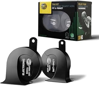 HELLA Fanfare eLONG-LIFE HORN TE40 SET - 12V - 112dB(A) - Frequency range from: 400Hz - Frequency range up to: 500Hz - Tweet/Low - Electric - Housing Colour: Black - Quantity: 2-3FH 007 728-981