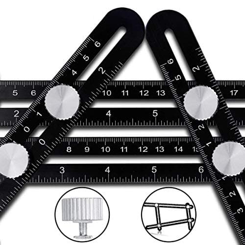 Multi Angle Measuring Ruler Template Tool - CrazyLynX Premium Aluminum Alloy Easy Angle Ruler, Precise Angle Ruler with Free Protective Pouch (A)