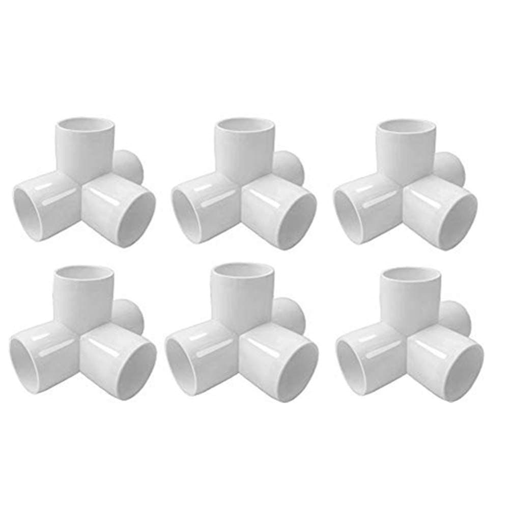 4 Way PVC Corner Fitting 3/4" PVC Elbow Corner Side Outlet Tee Fitting PVC three quarter Elbow Fittings for Furniture Grade,Greenhouse shed pipe fittings and Tent connection 6pcs