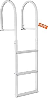 VEVOR Dock Ladder with Rubber Mat, Pontoon Boat Ladder Aluminum 3 Step, Each Step 18" x 4", Swim Ladder 330Lbs Load, for Lake, Marine Boarding, Pool