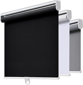 AOSKY Cordless Roller Shades Blackout Blinds for Windows Room Darkening Rolled Up Shades with Spring System, UV Protection Window Shades Door Blinds for Home and Office (24" W x 72" H, Black)