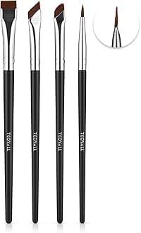 Eyeliner Brushes Set, 4 PCS Ultra Thin Slanted Angled Brush Precision Fine Point Eyeliner Brush Flat Eyebrow Brush