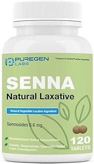 "Senna 8.6 Mg Tablets (120 Count), Natural Senosides Vegetable Laxative For Constipation, Inflammation, Gas, Irregularity Relief