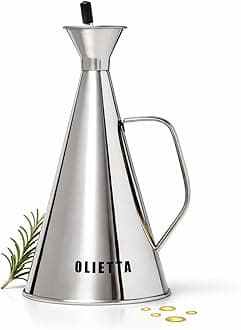 Olietta Oil Dispenser Stainless Steel Non Drip Leak Proof No Mess Olive Oil & Vinegar Pourer & Kitchen Drizzler Bottle 250ML 0.25 Litre Great for Pouring & Drizzling Easy to Clean & Leakproof
