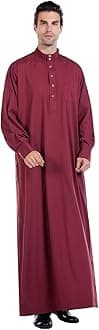 Men's Muslim Clothes Durable Kaftan Robe Dubai Long Gown Ethnic Clothes,1pc Soft Robe