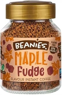 Beanies The Flavour Co Instant Coffee Powder - MAPLE FUDGE Hot & Cold Coffee Makes 25 Cups 100% Arabica Light Roasted Coffee Sugar Free 50g. Bottle (Maple Fudge)