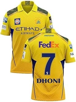 JUSBALLNew Yellow THALA DHONI CSKK Cricket Jersey 2024/25 Home Yellow