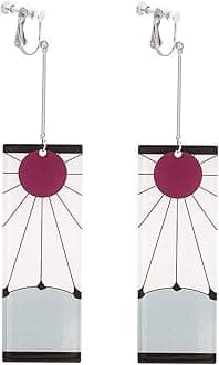 Japanese Style Earrings with Ear clips, Non Piercing Earrings for Anime Cosplay Jewelry Memorial Collection Gift