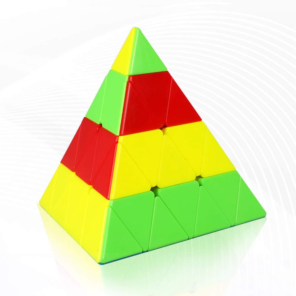 FunnyGooMofangge 4x4 Pyramid Triangle Pyraminx magic puzzles cubes with One Display Stand (Stickerless)