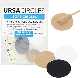 URSA Soft Circles: Reusable Soft Covers That Provide a Shield Against the Wind and Camouflage for Lavalier Mics. (15x Soft Circles + 30x Stickies, MultiPack)