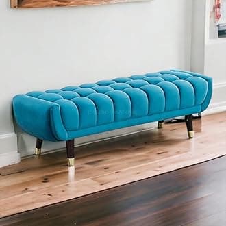 CRUZ INTERNATIONAL - online shopping-be ready ! Contemporary Settee Sofa Ottoman Bench - Enhance Your Décor (Firozi)