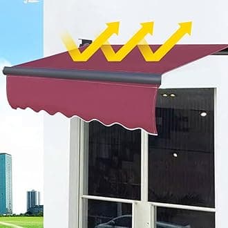 Retractable Patio Awning Replacement Fabric Cloth, Durable Exterior Sunshade Canopy Cloth, Waterproof Awning Cover Shelter For Yard, Deck, Balcony - UV Protection (Color : Rosso, Size : 13'x10'/3.96