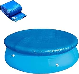 Round Pool Cover - Inflatable Above Ground Pool Cove, Dustproof Waterproof Prevent Leaves, Dustproof Pool Cover with Ventilation Holes and Drawstring Design (Blue, 6 FT)