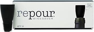 Repour Wine Saver - Wine Preserver - Wine Stoppers - Wine Bottle Stopper - Absorbs Harmful Oxygen from your Wine, Simply and Effectively - Black 10 Pack