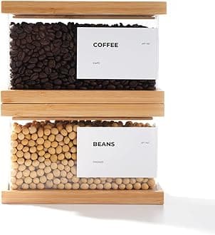 Bamboo Food Dispenser | Kitchen Organizers and Storage | Airtight Pantry Organizers and Storage Container | Cereal, Rice, Flour, Snack Storage (2, Small)