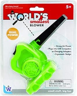 Westminster, Inc. World's Smallest Blower - Real, Working, Tiny, Dual Powered Leaf Blower, Orange, 6 in.