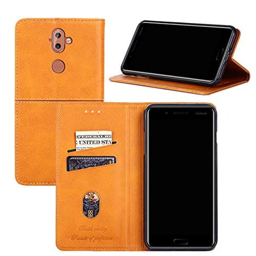 Nokia 8 Sirocco Case,Nokia 9 Case, Wallet Case for Nokia 8 Sirocco/9[Stand Feature] Protective PU Leather Flip Cover with Credit Cards Slot，Side Cash Pocket and Magnetic Clasp Closure (Drak Brown)