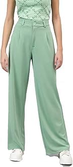 KOTTY Women's Relax Fit Straight Leg Tie Waist Pants