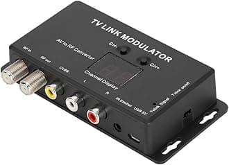 ASHATA UHF Modulator, TM70 UHF TV Link Modulator AV to RF Converter IR Extender with Channel Display, Supporting PAL/NTSC with USB Charge Cable for PC Laptop TV STB VHS VCR Camera DVD