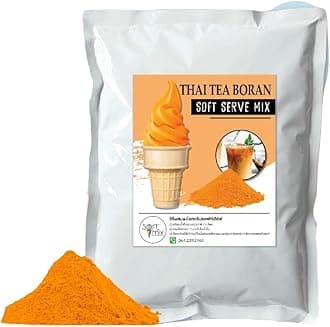 Soft Serve Ice Cream Powder – 1kg Pack, Makes 3.5kg of Ice Cream – Smooth, Creamy & Easy to Make (Thai Tea boran)