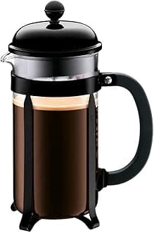 Bodum 34oz Chambord French Press Coffee Maker, High-Heat Borosilicate Glass, Stainless Steel, Black – Made in Portugal