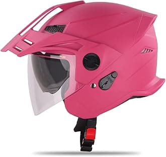 Steelbird SBH-23 GT Plus Open Face ISI Certified Helmet with Inner Sun Shield (Medium 580 MM, Dashing Pink)
