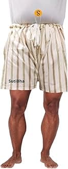 Men's Lattha Traditional Pure Cotton Underwear aka Patta wala Janghiya, Dhari wala/ Striped Undergarment, Khadi Latthe Ka Jangia, Nicker,Chaddi; Nade wala kachha with wide Miyani/Asan & Back Pocket & Drawstring/Nada