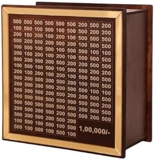 Bonsenkitchen Money Saving Box for Kids and Adults | Wooden Money Bank with Lock | 1 Lakh Saving Box with Numbers | Undiyal Hundi Pig Bank(Regular)