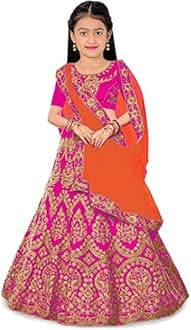 DIZVUGirls lehengha choli Tafeta satin new kids Lehenga Choli 3-16 YEAR