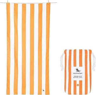 Dock & Bay Beach Towel - Quick Dry, Sand Free - Compact, Lightweight - 100% Recycled - Includes Bag - Cabana - Ipanema Orange - Extra Large (200x90cm, 78x35")