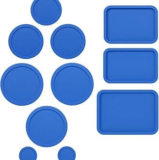 Replacement Lids for Pyrex Glass Food Storage Containers Rectangular (1) 1-Cup (2) 2-Cup (2) 4-Cup (1) 7-Cup (2) 3-Cup (1) 6-Cup Round Rectangle (Blue)