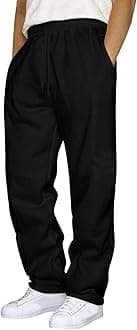 Men's Fashion Sweatpants Baggy Wide Straight Leg Joggers Classic Fit Flat Front Hiking Outdoor Trousers